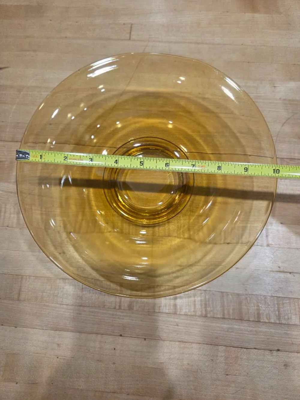 Vintage Blenko Amber Glass 10 Inch Flared Console Serving Bowl Mid Century Moder